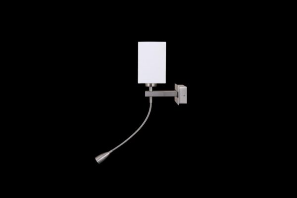 Bedside Wall Light with LED Reading Light and USB3 Charger, Polished Chrome - Image 2