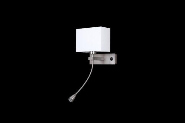 Bedside Wall Light with LED Reading Light and USB3 Charger, Polished Chrome - Image 3